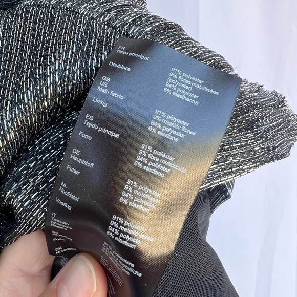 Maje Ruffle Mini Skirt Black Silver Shimmer Womens Size Small - Picture 5 of 7